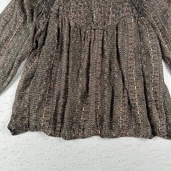 Isabel‎ Marant Blouse 42 Sheer Peasant Boho Wita Smocked Silk Top Prairie - Picture 10 of 16